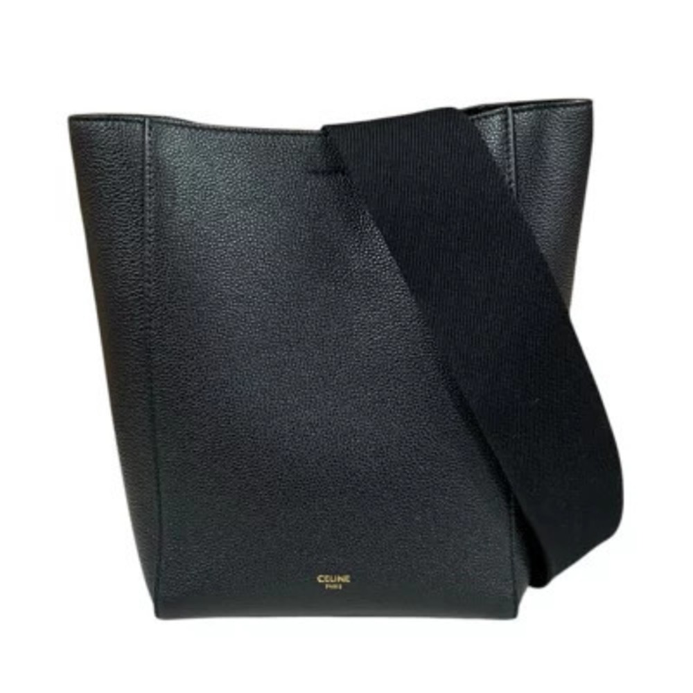 Celine Sangle Bucket Shoulder Bag Leather Black